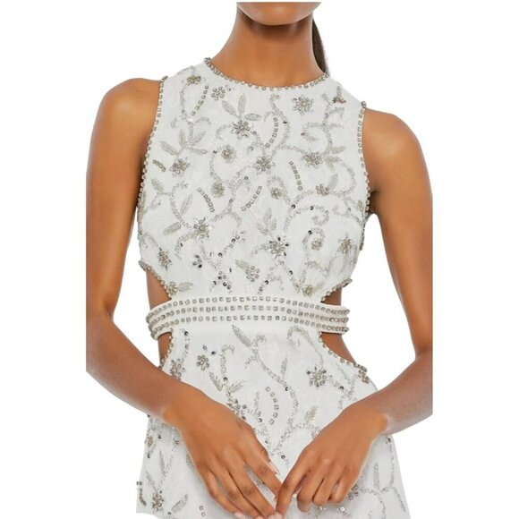 Mac Duggal Beaded Sequins Cut Out Column Formal Evening Maxi Dress Gown … - Picture 4 of 10